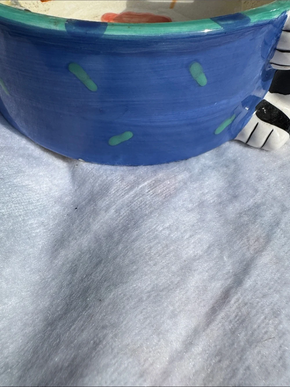 Handpainted Cat Bowl with Colorful Fish Motif